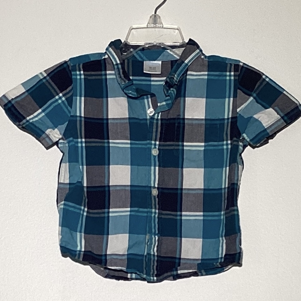 Gymboree Blue and White Plaid Button Down Shirt